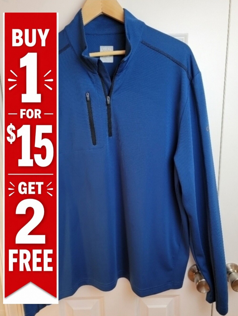 Callaway Opti-Dri Royal Blue ¼‎ Zip Golf Pullover Pocket Large EUC